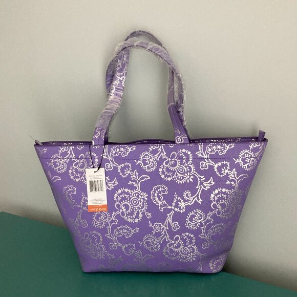 Vera Bradley NWT East West Tote Cotswolds Dahlia Purple Silver Floral VHTF - Picture 1 of 14
